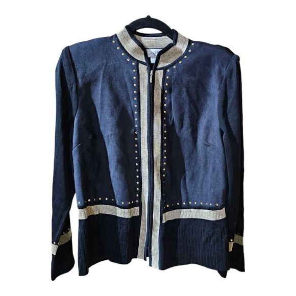 MING WANG Black Jacket with Studded Trim - Size Small - Picture 1 of 6